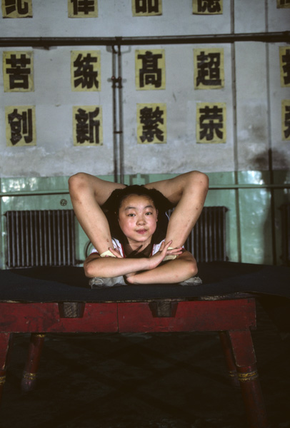Young girl in acrobat school