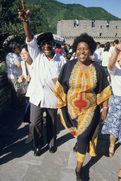 Desmond Tutu and wife, Great Wall, China