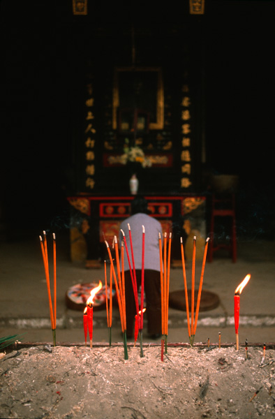 Burning incense, Buddhist temple, China