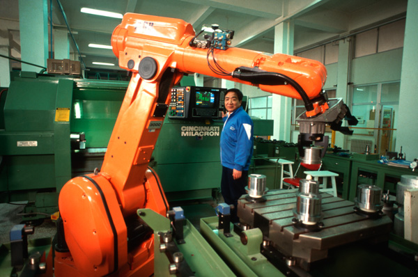 Man at automated factory