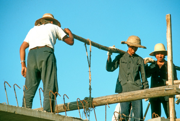 Construction workers, Beijing, China. 1980s.