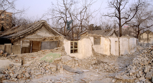 Hutong being demolished