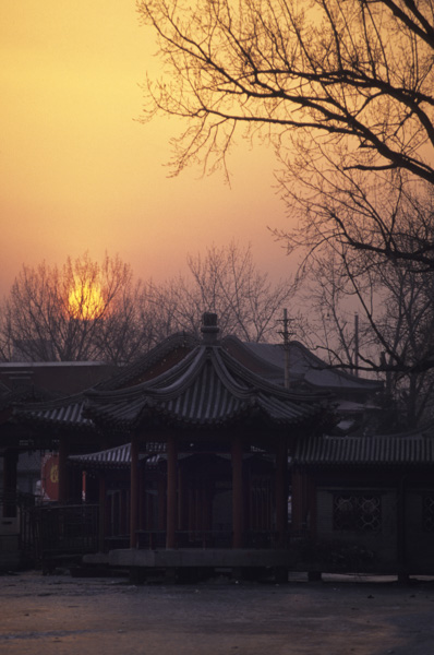 Sunset over Chinese pavilion