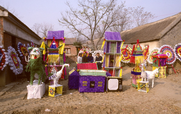 Paper sculptures at Chinese funeral