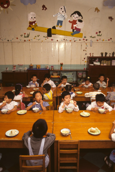 Children eating, kindergarten, Beijing