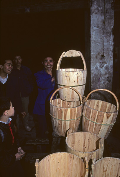 Wooden bucket shop, Fengjie, China