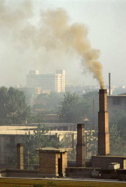Yellow smoke from coal furnace, Xian