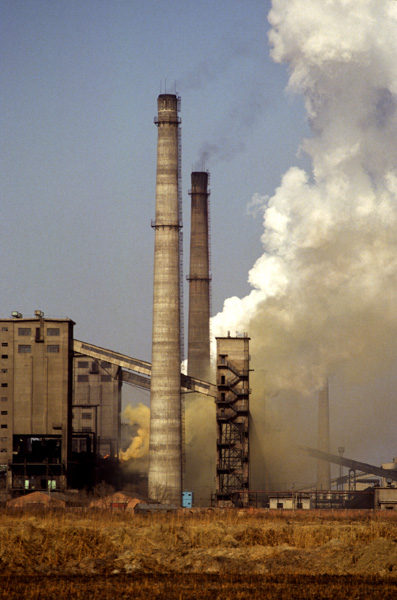 Pollution spews from factory