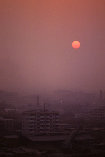 Sunset and smog over Guangzhou
