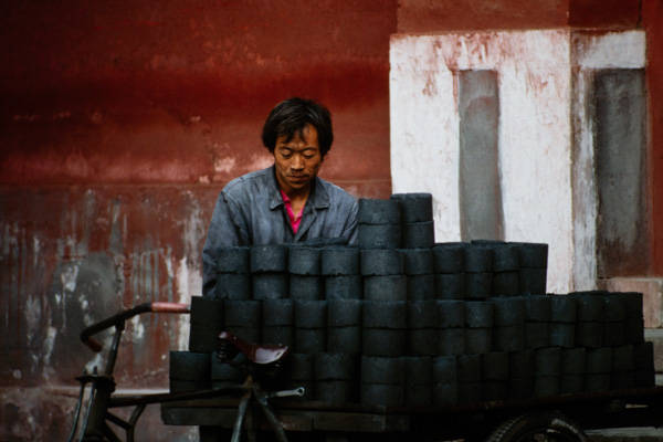 Coal briquettes used for heating, Beijing, China