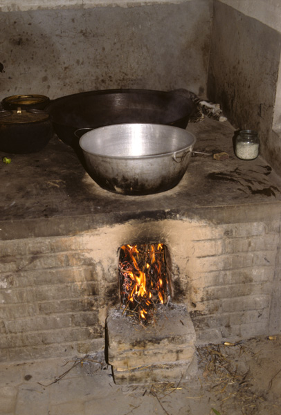 Wood burning stove near Ordos Desert