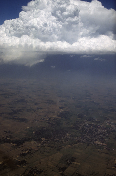 Aerial view of Shaanxi province with pollution