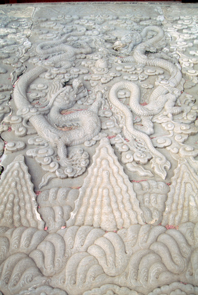 Large stone dragon carving