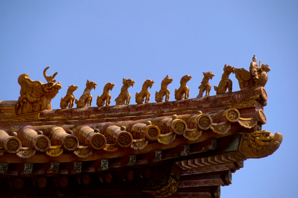 Animal carvings on roof, Forbidden City