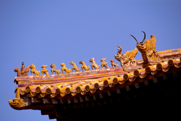 Animal carvings on roof, Forbidden City