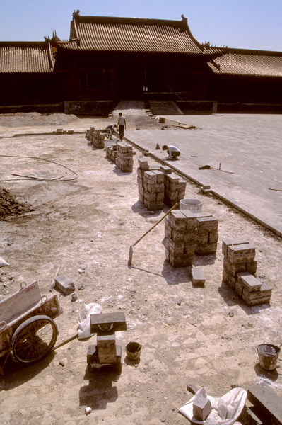 Retiling a courtyard, Forbidden City