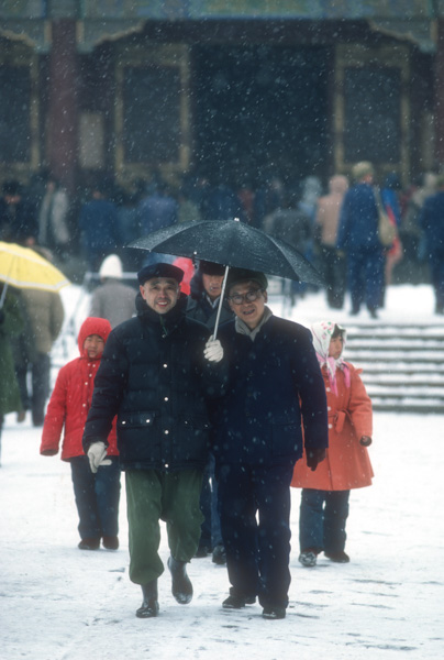 Tourists in snow, Forbidden City