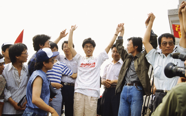 Four prominent dissidents at Tiananmen Square