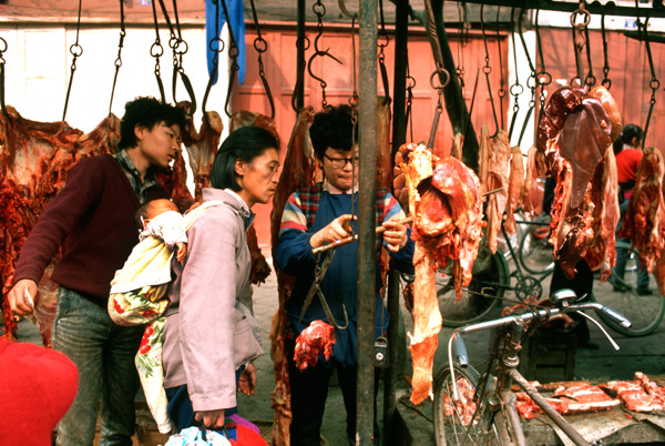 Meat market, China