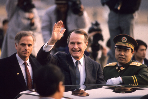 George Bush arrives in China