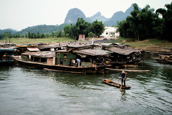 Boats on the Li River near Guilin, China