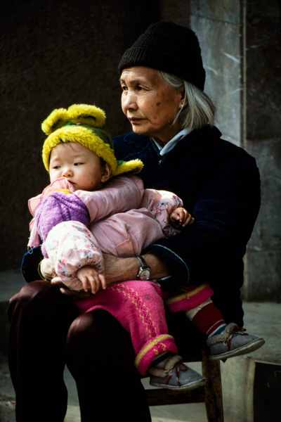 Baby and older woman, Guilin, China