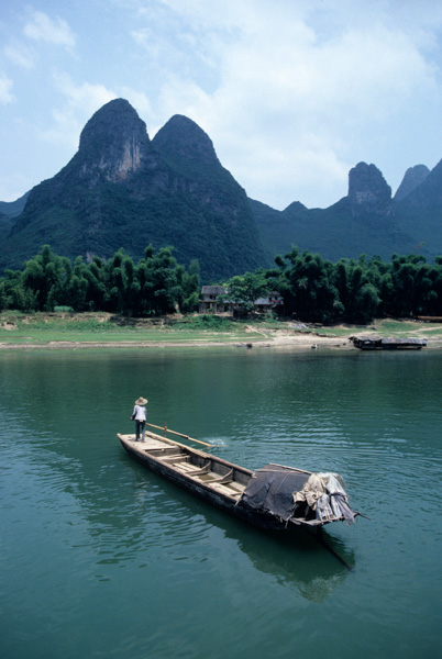 Hills and boat, Guilin