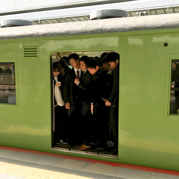 Crowded train, Kyoto, Japan