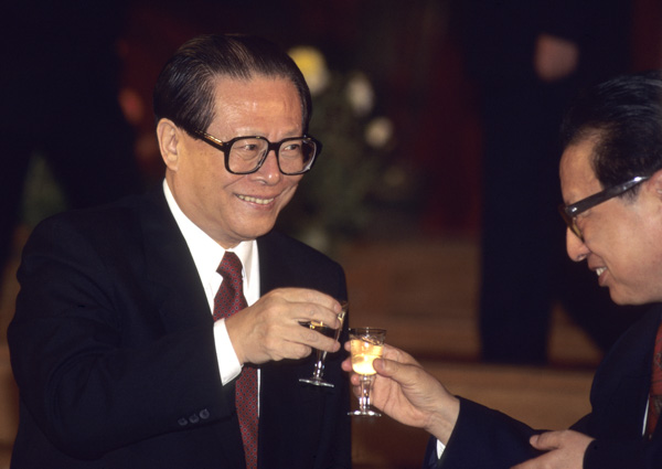 Jiang Zemin with Qiao Shi