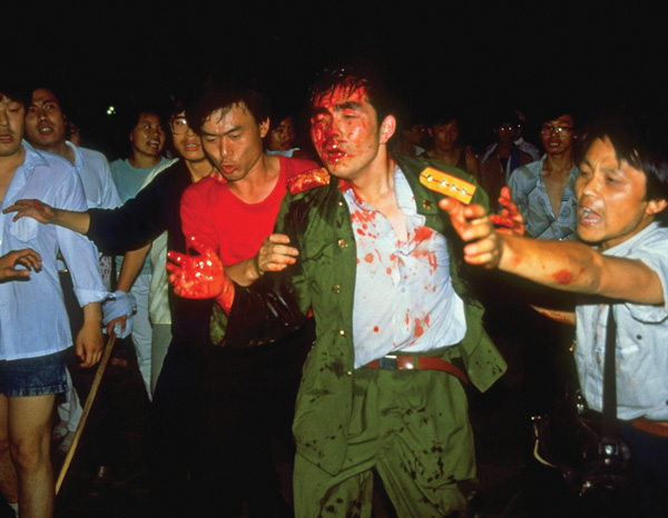 Injured soldier, Tiananmen Square