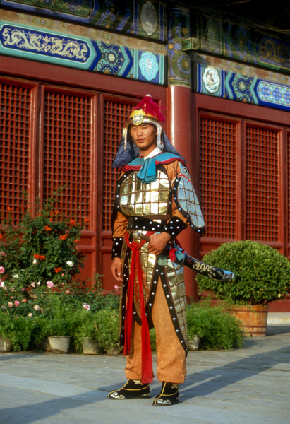 Man in soldier’s costume at Ming Tombs