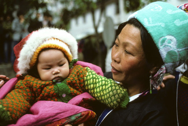 Zhuang minority woman and baby