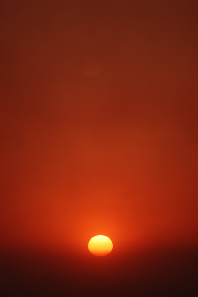 Sunset through polution, Benxi, China