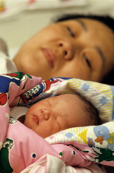 Mother and newborn baby