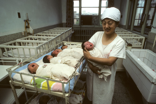 Nurse and newborns