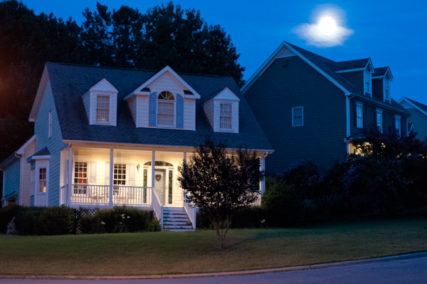 House and Moonrise, Apex, North Carolina