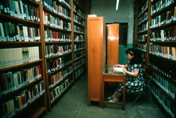 Woman studies in Religious Affairs Bureau library, Beijing, China