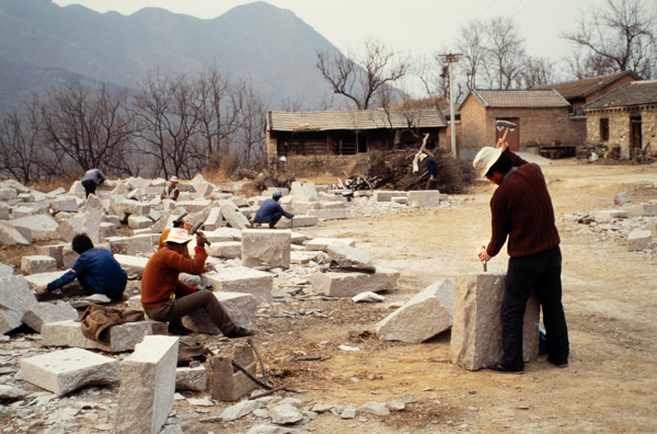 Workers at a stoneyard, Beijnig, China