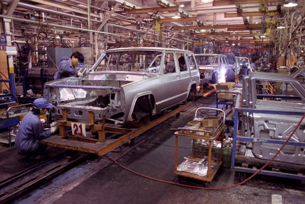 Assembly line at Beijing Jeep factory