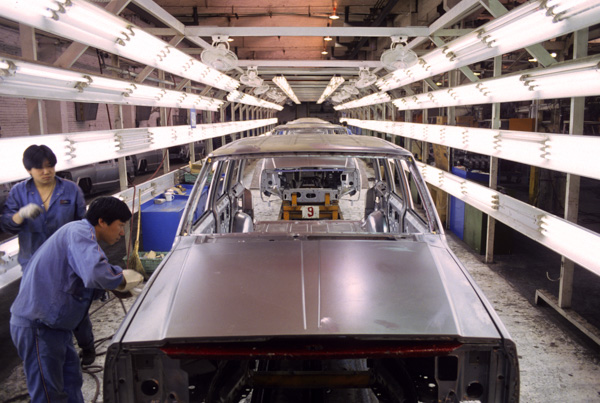 Assembly line at Beijing Jeep factory