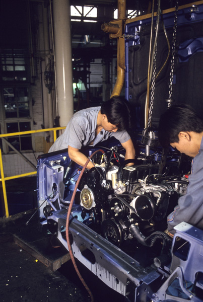 Assembly line at Beijing Jeep factory