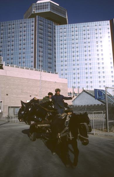 Horse cart outside Great Wall Sheraton, Beijing