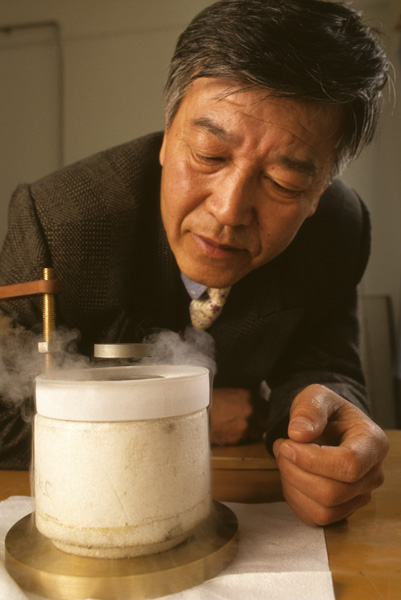 Chinese scientist with superconductor