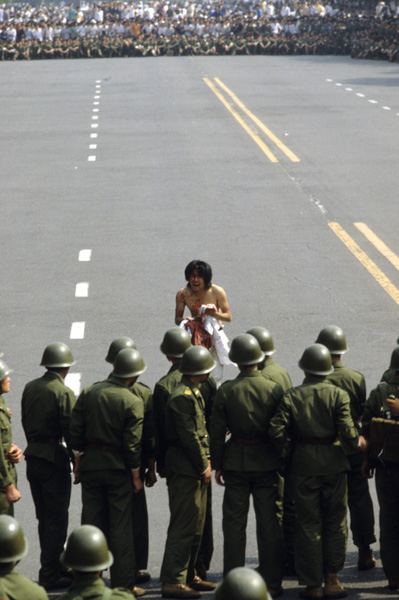 Injured man in Tiananmen protests