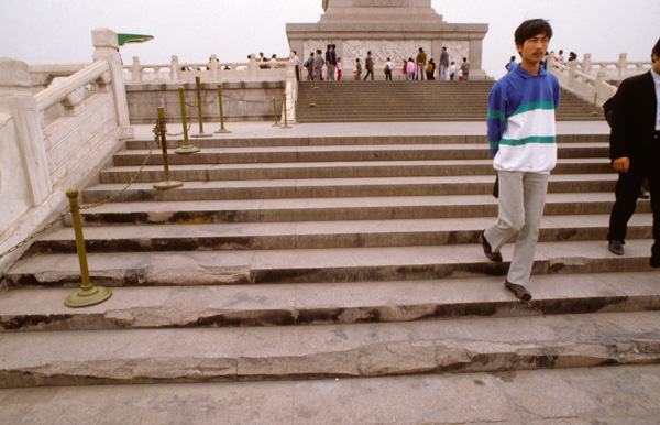Monument to the People’s Hereoes steps damaged by tanks in the Tiananmen Massacre