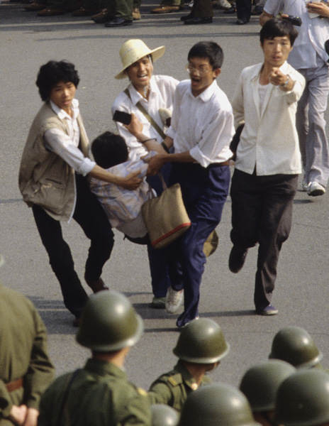 Injured protester at Tiananmen protests