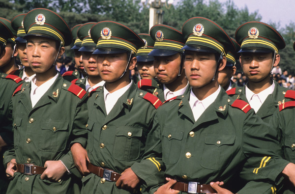 Police lines, Tiananmen protests