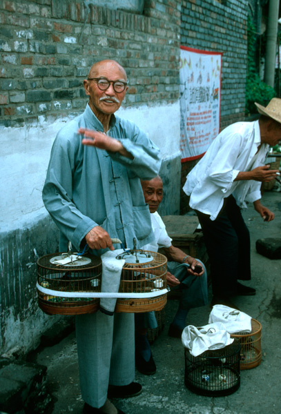 Man with bird cages, Beijing, China