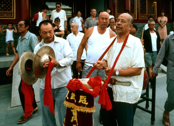 Musicians at a temple, Beijing, China