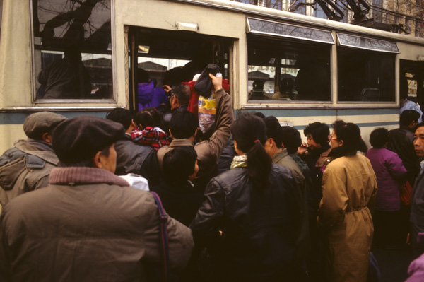 Boarding a Bus in Beijing